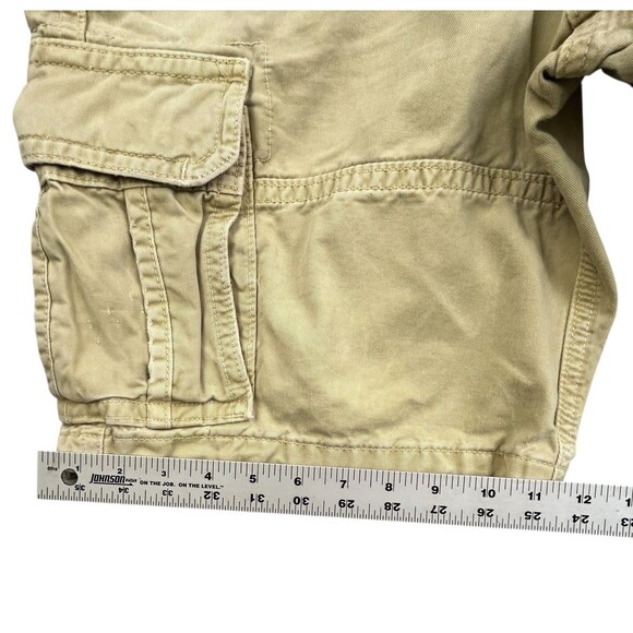 Abercrombie Fitch Cargo Shorts Men 38 Khaki Tan Heavy Distressed Paratrooper Y2K - Picture 14 of 14